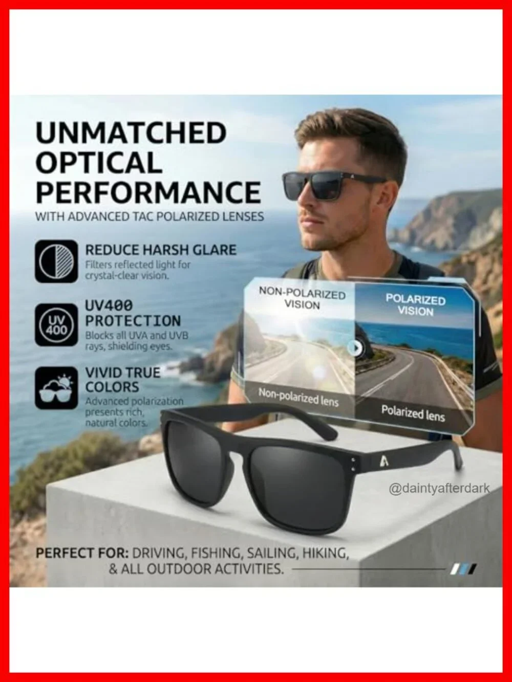 Oversized Square Polarized TAC Lens Sunglasses for Men UV400
